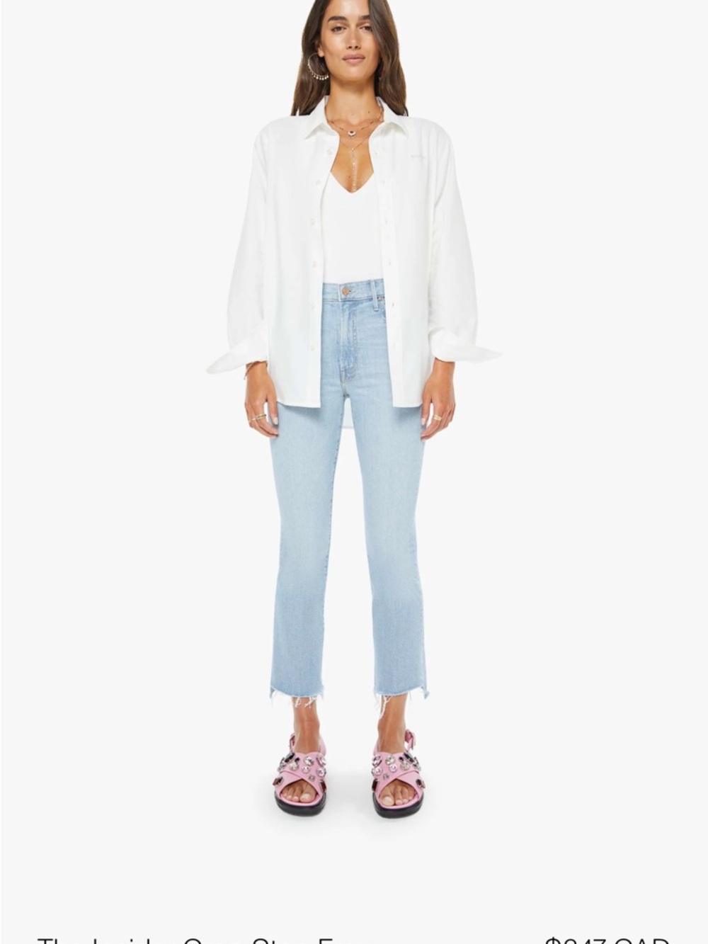 MOTHER Insider Crop Step Fray Jeans - AQUATIC